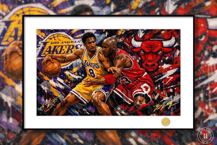 【海外代購】H2 《科比vs喬丹》NBA湖人隊公牛隊籃球之神黑曼巴裝飾畫 