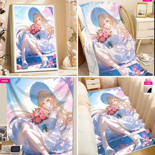 【海外代購】阿喵畫社 花海 結城明日奈 8k超大高清裝飾畫 午睡毛毯 書桌掛毯  床頭地墊 