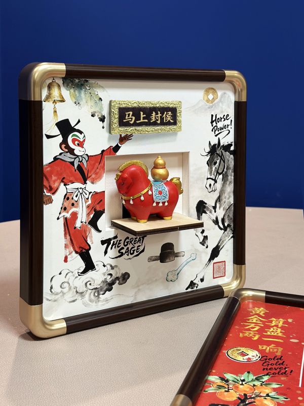 【海外代購】千鳥社 《算盤與福馬》馬年春節算盤招財財神福祿新年禮物孫悟空轉運裝飾畫 