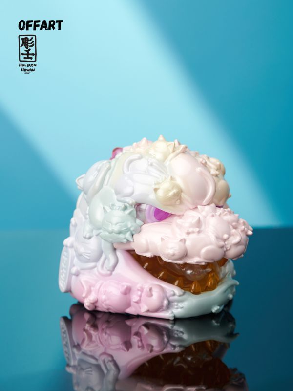 【預定】OFFART 彫壬 百貓紅蓮 Mini迷你招財頭雕 - 甜蜜糖霜版 
