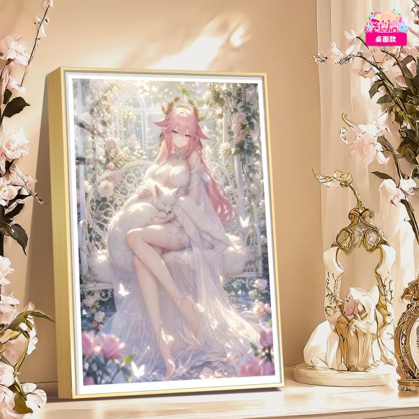 【海外代購】阿喵畫社 玫瑰後花園 八重神子 新品12K主題超清裝飾畫 床頭地墊 冰箱貼 