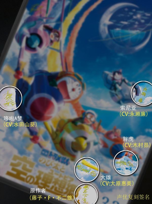 【海外代購】千鳥社 《哆啦A夢：大雄與天空的理想鄉聲優畫》 哆啦A夢：大雄與天空的理想鄉劇場版靜香大熊聲優簽名裝飾畫 