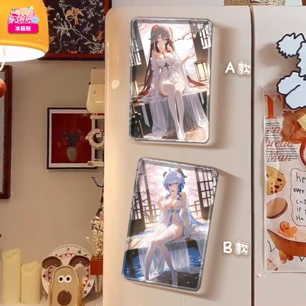 【海外代購】阿喵畫社 櫻落古韻 胡桃甘雨雙聯 原神新品8k主題高清裝飾畫 牆面掛毯 冰箱貼 