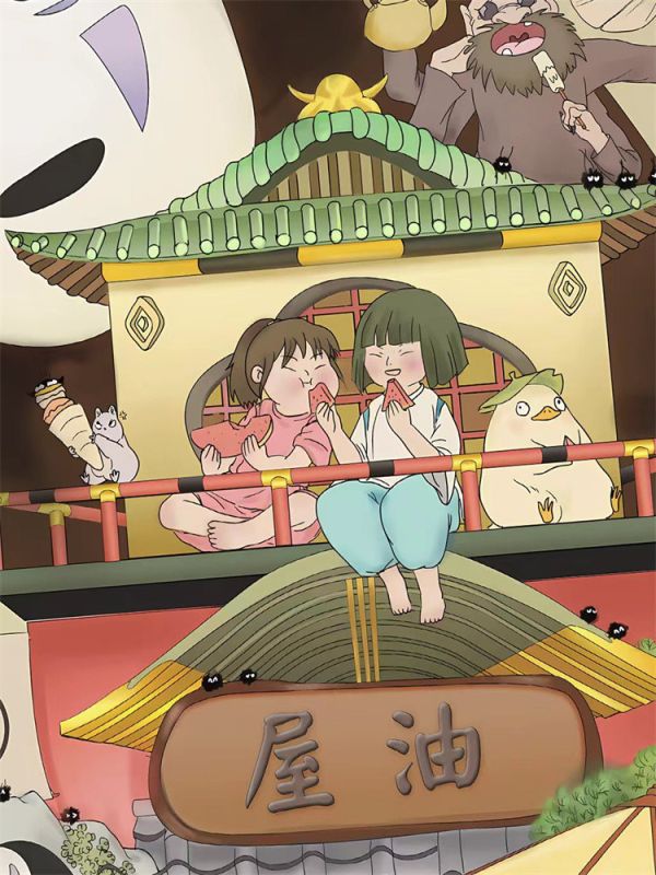 【海外代購】星空 湯屋 千與千尋無臉男湯婆婆小白龍 裝飾畫 