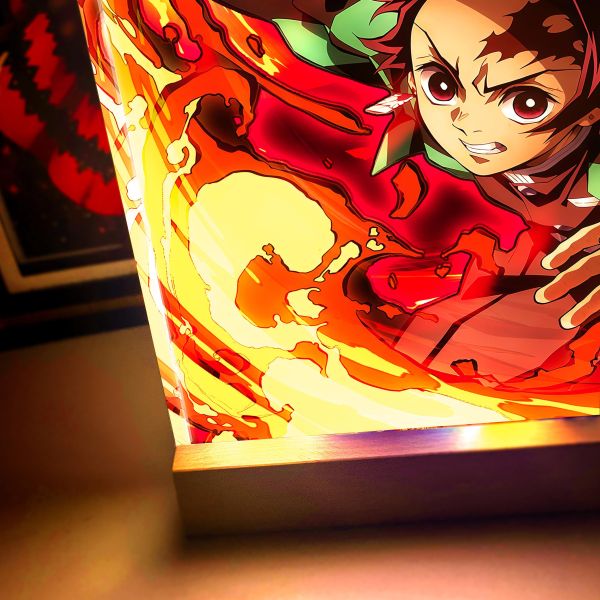 【海外代購】阿喵畫社 壹之型 圓舞炭治郎 鬼滅之刃大號特效發光手辦架展示磚 