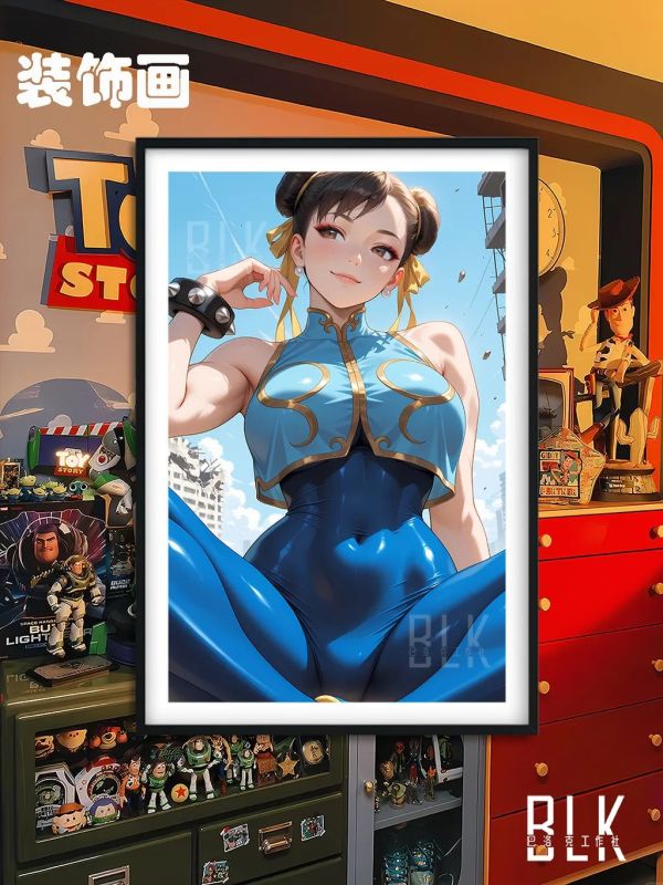 【海外代購】巴洛克《 瑜伽春麗》街頭霸王Chun-Li裝飾畫冰箱貼 