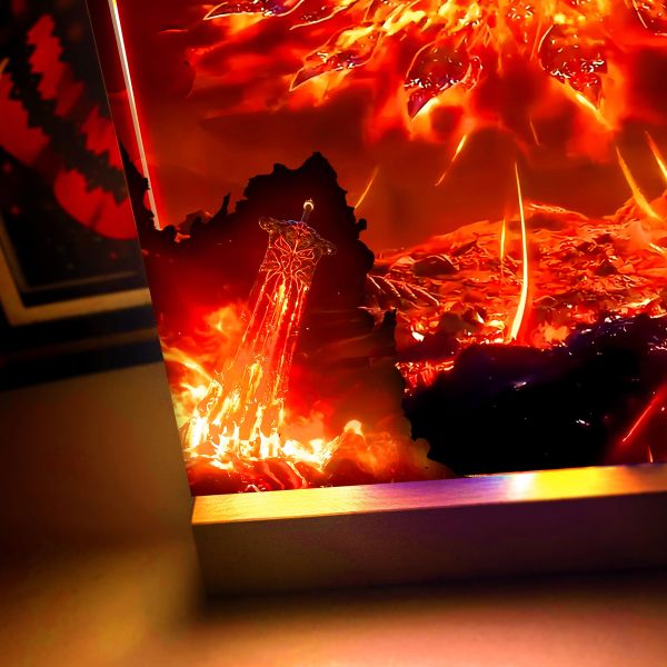 【海外代購】阿喵畫社 無盡火域 炎帝蕭炎 23cm大號特效發光手辦架展示磚 