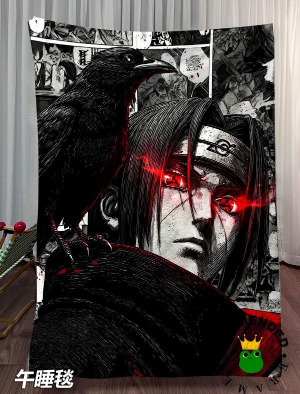 【海外代購】皇呱 《冷酷殺意萬花筒鼬》 火影忍者冷酷殺意萬花筒宇智波鼬週邊裝飾畫 午睡毯 地毯 