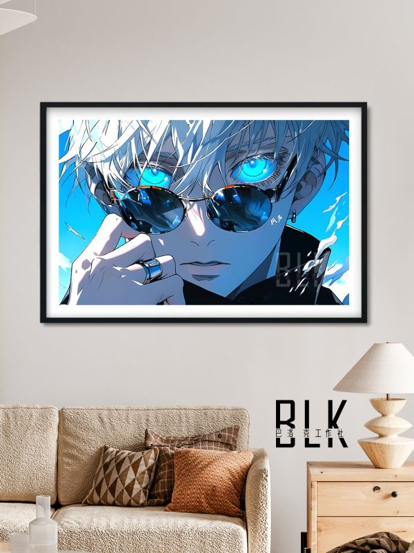 【海外代購】巴洛克 《墨鏡五條悟》咒術回戰Gojo咒術師虎杖悠仁夏油傑動漫裝飾畫冰箱貼 