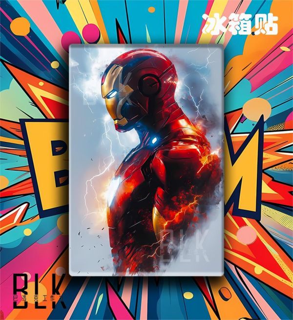 【海外代購】巴洛克 《雷電鋼鐵人》漫威美國隊長雷神蜘蛛人復聯動漫裝飾畫冰箱貼 