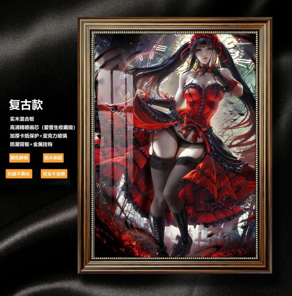 【海外代購】阿喵畫社 成年時崎狂三 復古款實木紀念超清裝飾畫 牆面掛毯 午睡毛毯 床頭地墊 冰箱貼 