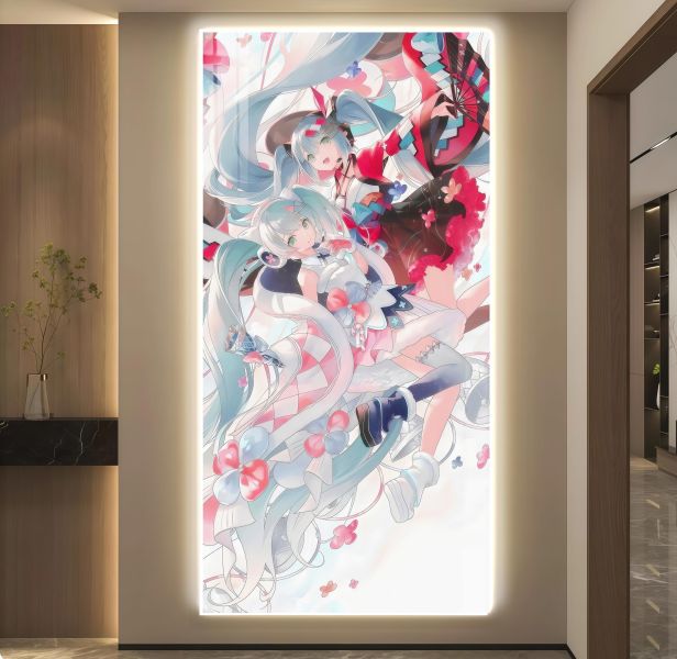 【海外代購】阿喵畫社 花海 雙生初音 超長發光燈帶裝飾畫 地墊 
