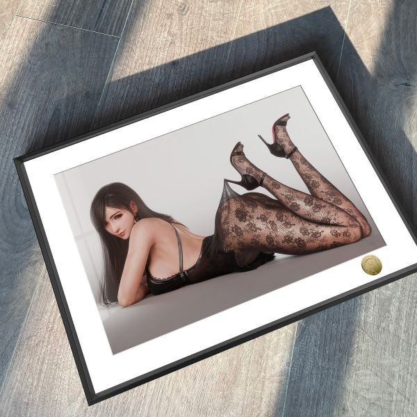 【海外代購】皇呱《黑色蕾絲誘惑》最終幻想VII女神蒂法·洛克哈特裝飾畫 午睡毯 地毯 