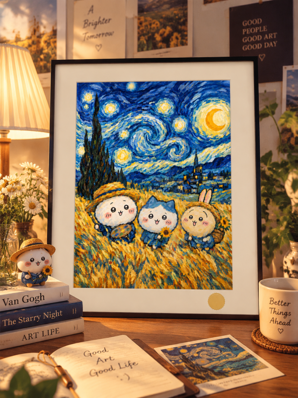【海外代購】星空 《星空吉伊卡哇》Chiikawa哈奇喵小八烏薩奇潮流藝術版畫動畫裝飾畫 