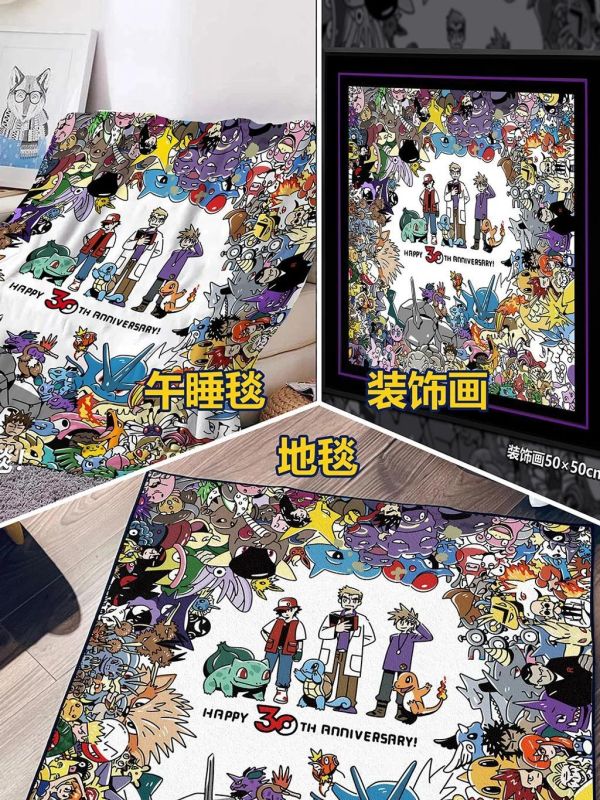 【海外代購】千鳥社 《寶可夢30週年插畫》午睡毯地毯裝飾畫 午睡毯 地毯 