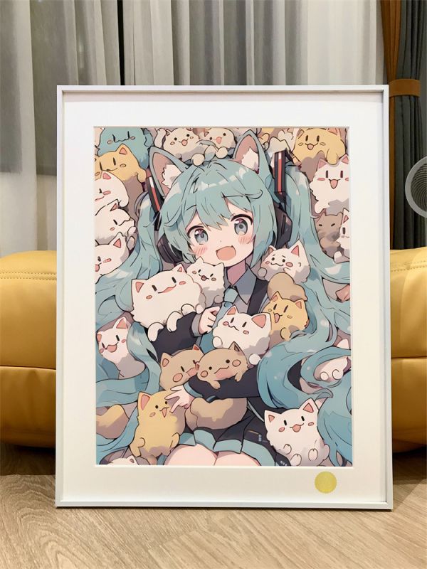 【海外代購】星空 貓耳初音 初音未來Miku蔥 裝飾畫 