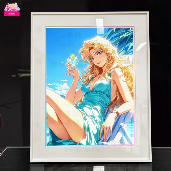 【海外代購】阿喵畫社 夏日風情 貝爾摩德 展館級12k收藏超清精裱畫 床頭地墊 