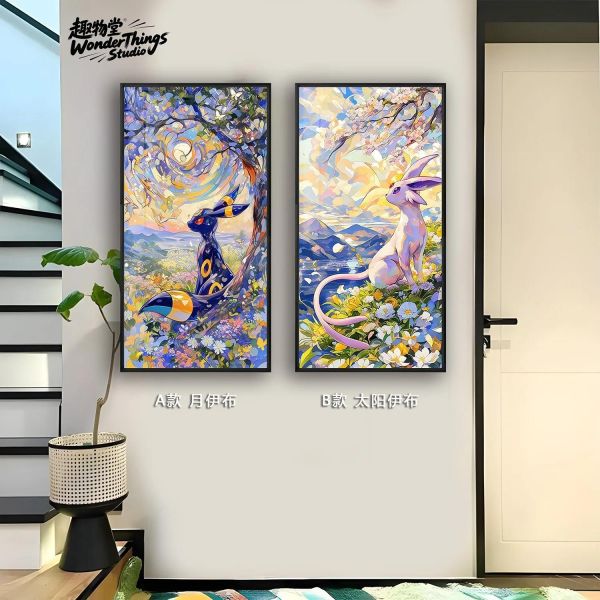 【海外代購】趣物堂 《梵高星野繁花樹間》寶可夢肌理油畫裝飾畫 