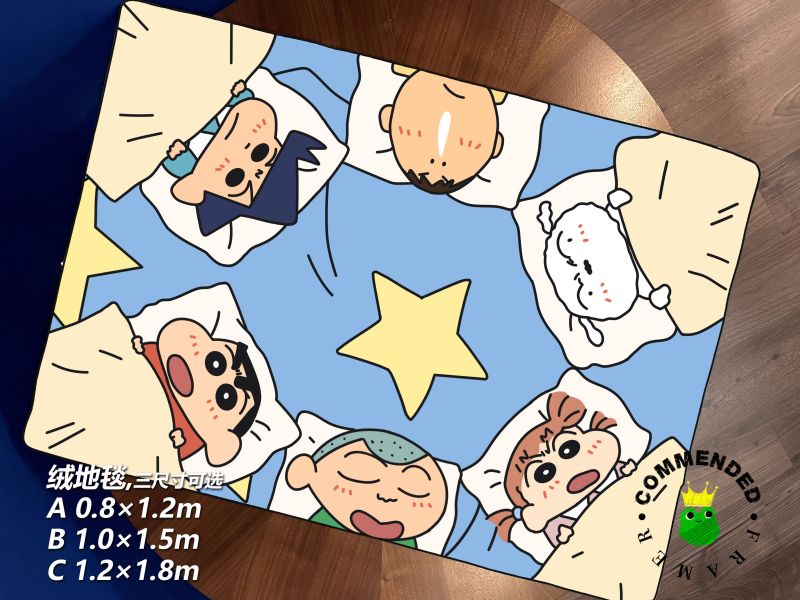 【海外代購】皇呱 《春日部六小隻》 蠟筆小新春日部六小隻小新小白風間妮妮正男阿呆週邊裝飾畫 午睡毯 地毯 