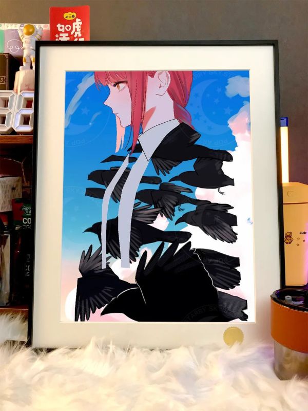 【海外代購】星空 《烏鴉瑪奇瑪》支配惡魔真紀真電鋸人裝飾畫 