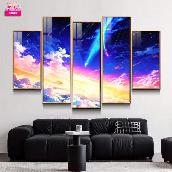 【海外代購】阿喵畫社 你的名字彗星墜落 新品12K超清異形套組裝飾畫 發光滑鼠墊 