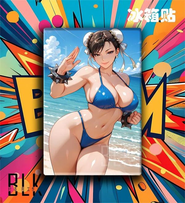 【海外代購】巴洛克《海灘春麗》街頭霸王裝飾畫冰箱貼 