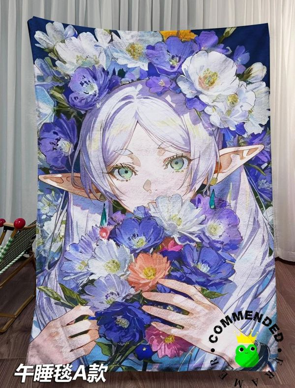 【海外代購】皇呱 《花朵盛開芙莉蓮》葬送的芙莉蓮裝飾畫 午睡毯  地毯 