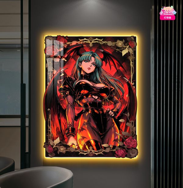 【海外代購】阿喵畫社 破敗薔薇 莫莉卡 超大常亮氛圍裝飾燈帶畫 