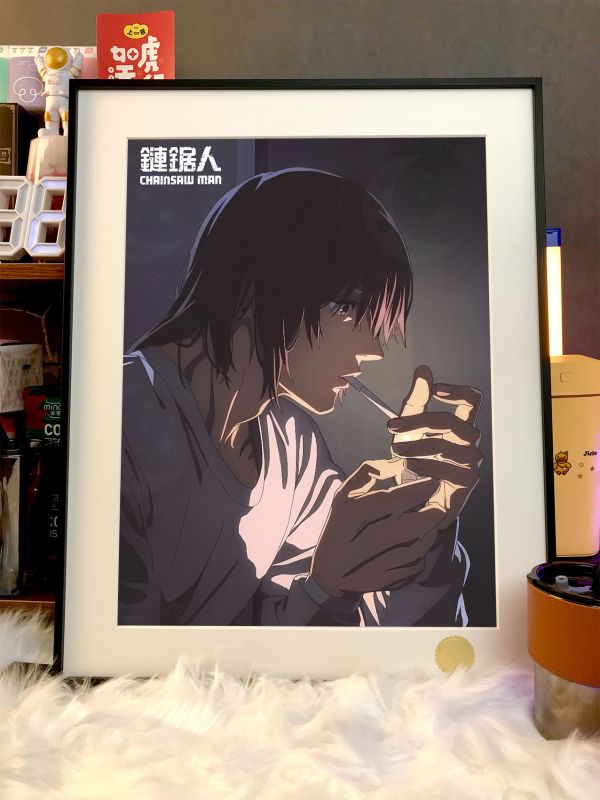 【海外代購】星空 《點煙早川秋》Chainsaw Man電鋸人瑪奇瑪帕瓦電次蕾塞篇鏈鋸人動漫裝飾畫