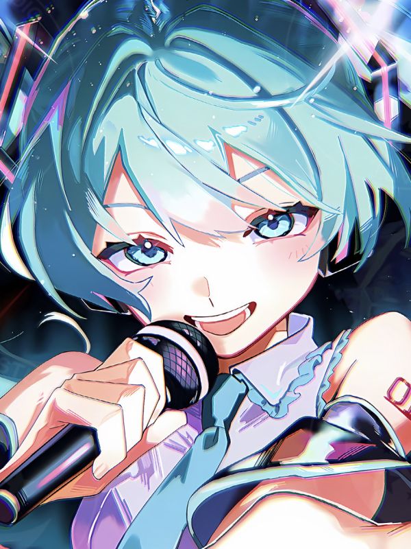 【海外代購】星空 《麥克風初音》初音未來Miku世界第一公主殿下甩蔥歌遊戲動漫裝飾畫 