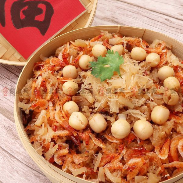 干貝蓮香櫻花蝦米糕 櫻花蝦,米糕,蓮子,干貝,干貝絲,年菜,宴客