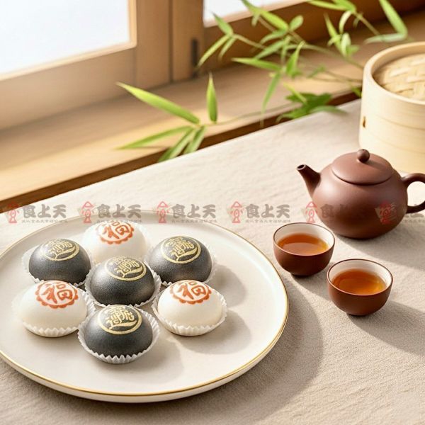 招財納福流沙包(葷) 招財納福,流沙包,包子,豆沙包,年菜