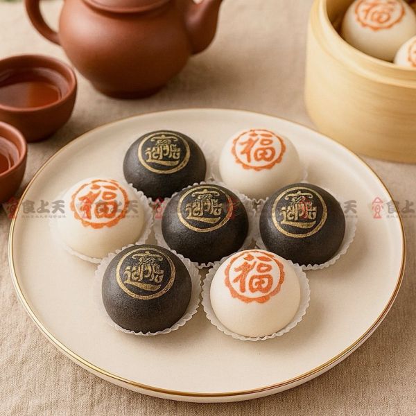 招財納福流沙包(葷) 招財納福,流沙包,包子,豆沙包,年菜