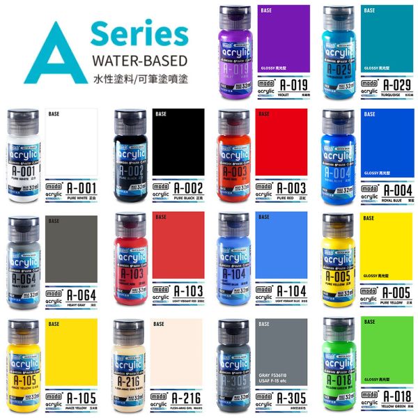 【鋼普拉】現貨 modo 摩多 水性漆 Acrylic 基本色系列 摩多水漆 模型噴漆 32ML 水漆  A-001 正白色 A-002 正黑色 A-003 正紅色 A-007 透明色 A-008 消光透明 A-061 機甲白 A-064 深灰(淺骨架灰) A-103 淺螢紅 A-104 淺螢藍 【鋼普拉】現貨 modo 摩多 水性漆 Acrylic 基本色系列 摩多水漆 模型噴漆 32ML 水漆  A-001 正白色 A-002 正黑色 A-003 正紅色 A-007 透明色 A-008 消光透明 A-061 機甲白 A-064 深灰(淺骨架灰) A-103 淺螢紅 A-104 淺螢藍