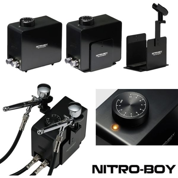 【鋼普拉】現貨 日本 PROFIX NITRO-BOY 雙孔輸出 噴筆套組 迷你空壓機 + 0.3mm 噴漆 模型 【鋼普拉】現貨 日本 PROFIX NITRO-BOY 雙孔輸出 噴筆套組 迷你空壓機 + 0.3mm 噴漆 模型