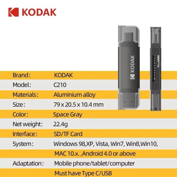 【eYe攝影】現貨 美國US KODAK C210 手機 平板 OTG iphone 17 支援相機 相片傳輸 讀卡機 【eYe攝影】現貨 美國🇺🇸 KODAK C210 手機 平板 OTG iphone 17 支援相機 相片傳輸 讀卡機