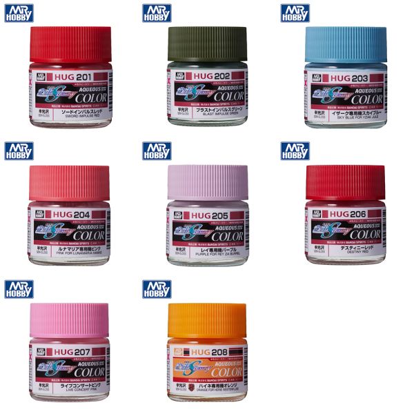 【鋼普拉】現貨 MR.HOBBY 郡氏 GSI 水性漆 半光澤 10ml HUG201 巨劍脈衝鋼彈紅色 HUG202 砲擊型脈衝鋼彈綠色 HUG203 斬擊型幽靈薩克藍 HUG204 砲擊型薩克勇士朱紅 HUG205 瞬發型幽靈薩克淺紫 HUG206 命運鋼彈專用紅色 HUG207 蜜雅･坎貝爾薩克粉紅 HUG208 海涅命運橘色 【鋼普拉】現貨 MR.HOBBY 郡氏 GSI 水性漆 半光澤 10ml HUG201 巨劍脈衝鋼彈紅色 HUG202 砲擊型脈衝鋼彈綠色 HUG203 斬擊型幽靈薩克藍 HUG204 砲擊型薩克勇士朱紅 HUG205 瞬發型幽靈薩克淺紫 HUG206 命運鋼彈專用紅色 HUG207 蜜雅･坎貝爾薩克粉紅 HUG208 海涅命運橘色