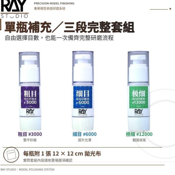 【鋼普拉】現貨 RAY 模型拋光研磨膏 #3000 #6000 #12000 鏡面拋光 30ml 打磨膏 附拋光布 【鋼普拉】現貨 RAY 模型拋光研磨膏 #3000 #6000 #12000 鏡面拋光 30ml 打磨膏 附拋光布