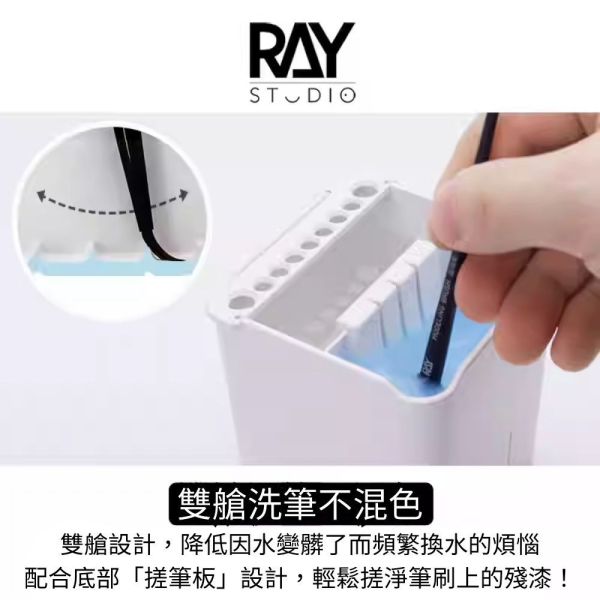 【鋼普拉】現貨 RAY 雙艙洗筆筒 + 吸水墊 上色工具 洗筆器 面相筆 筆刷筒 水彩筆 美術工具 模型上色 筆塗 滲線 【鋼普拉】現貨 RAY 雙艙洗筆筒 + 吸水墊 上色工具 洗筆器 面相筆 筆刷筒 水彩筆 美術工具 模型上色 筆塗 滲線