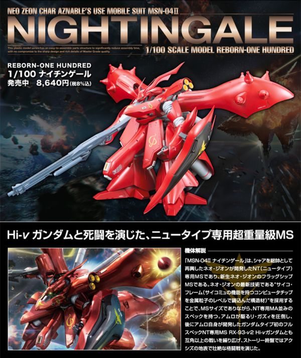 【鋼普拉】現貨 BANDAI《機動戰士鋼彈 : 逆襲的夏亞 貝托蒂嘉的子嗣》RE 1/100 MSN-04 II NIGHTINGALE 夏亞專用 夜鶯 【鋼普拉】BANDAI《機動戰士鋼彈 : 逆襲的夏亞 貝托蒂嘉的子嗣》RE 1/100 MSN-04 II NIGHTINGALE 夏亞專用 夜鶯