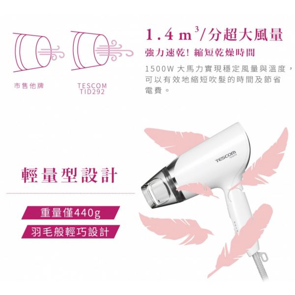 【eYe攝影】現貨 公司貨 TESCOM 沙龍級負離子吹風機 TID292TW 輕量化 旅行 家用 露營 寵物 三段風力 【eYe攝影】現貨 公司貨 TESCOM 沙龍級負離子吹風機 TID292TW 輕量化 旅行 家用 露營 寵物 三段風力