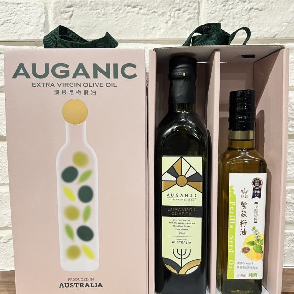 澳根尼X穀穀雙入組聯名禮盒 Omgea369 橄欖油,澳根尼橄欖油,AUGANIC,冷壓初榨橄欖油,Omega-369