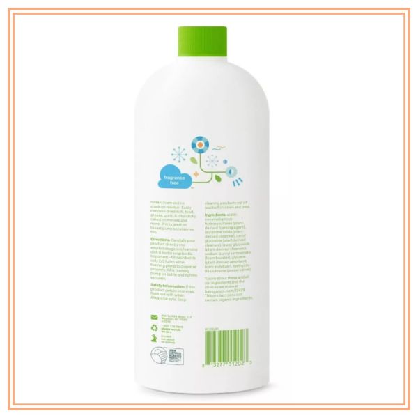 Babyganics Dish & Bottle Soap Refill, Fragrance Free - 32oz--『Procurement』 