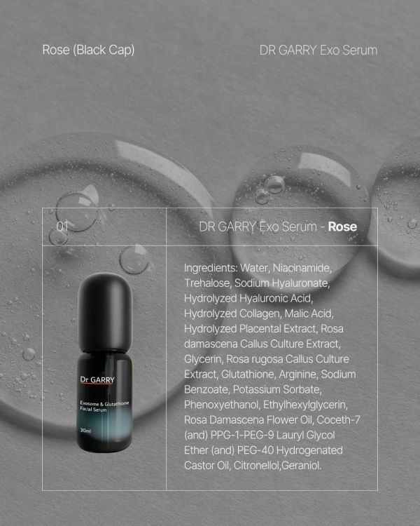 Dr Garry Exo Serum (Rose/Lavender) 30ml Developed by a UK Medical Aesthetic Clinic, Exosome Serum, Rosa Damascena, Rosa Rugosa, Hydrating Serum, Repairing Serum, Skin Brightening, Skin Firming, Anti-Aging, Sensitive Skin Care, Glutathione,