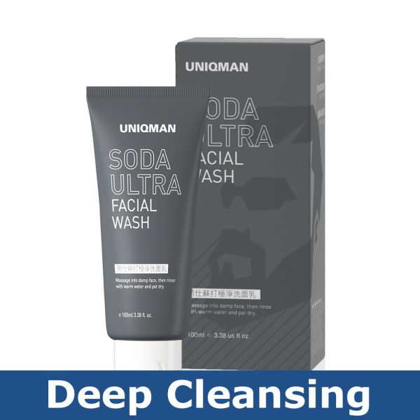 【50%OFF福利品】UNIQMAN 男仕蘇打極淨洗面乳（100ml/條）【深層潔淨】 