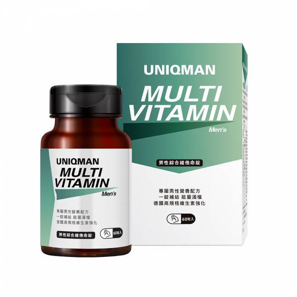 UNIQMAN Men's Multivitamin Tablets (60 tablets/bottle) x 5 bottles【Overall Nutrition】 德国13种维生素,从A到K完整添加；特别增量甘胺酸锌,维持男性机能；独家添加专利胡椒素,强化人体吸收利用率