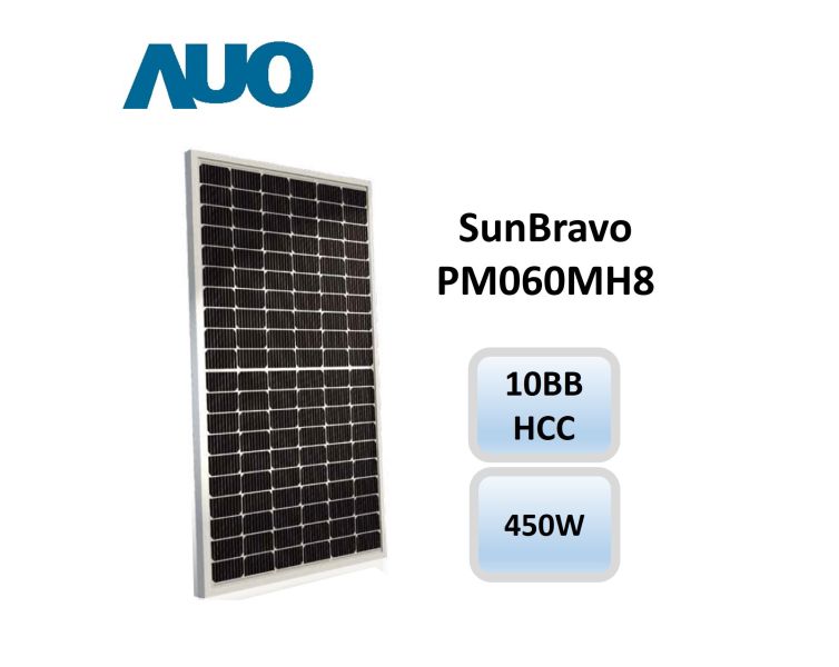 AUO友達SunBravo PM060MH8多柵線半切單晶模組 450W(水平包裝) 太陽能模組, 友達, AUO, PM060MH8, 450W