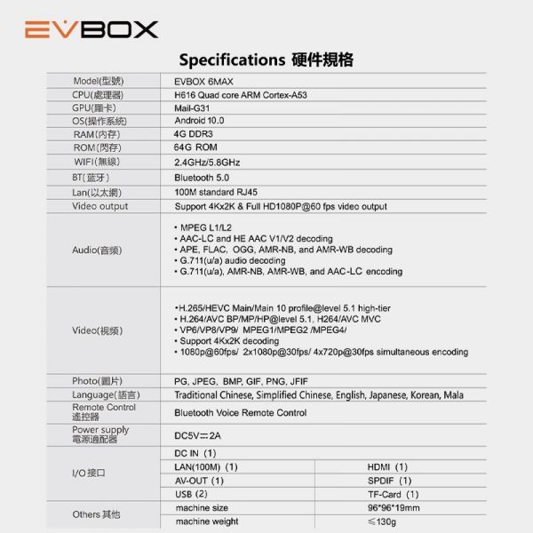 易播機上盒 易播盒子6MAX EVBOX 業界最強 旗艦機皇 語音聲控電視盒 8核+64G超大容量 機上盒 