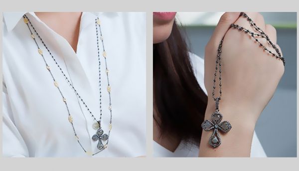 30cm Labradorine Cross Pendant w/ Handmade Hemitate Necklace 30cm Labradorine Cross Pendant w/ Handmade Hemitate Necklace