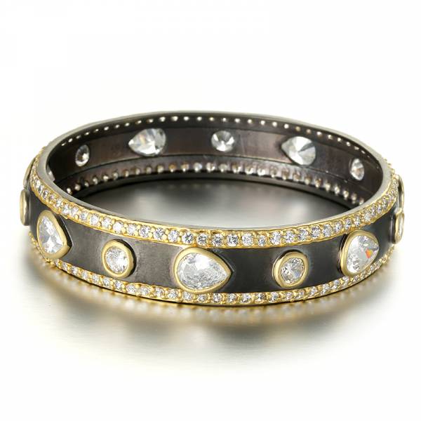 Clear CZ Dual-gold Bold Bracelet Clear CZ Dual-gold Bold Bracelet